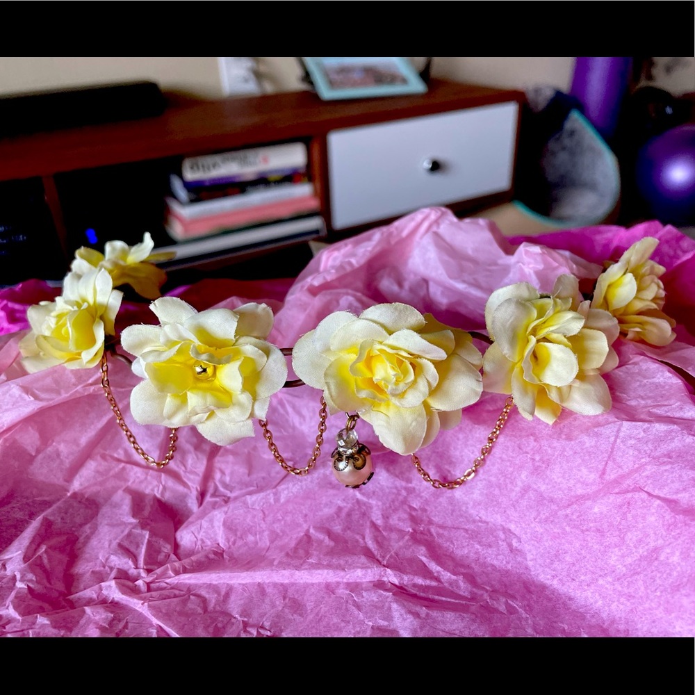 Floral yellow crown headband